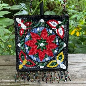 Beaded Bag 6” X 6” With 50” Beaded Strap and Fringe